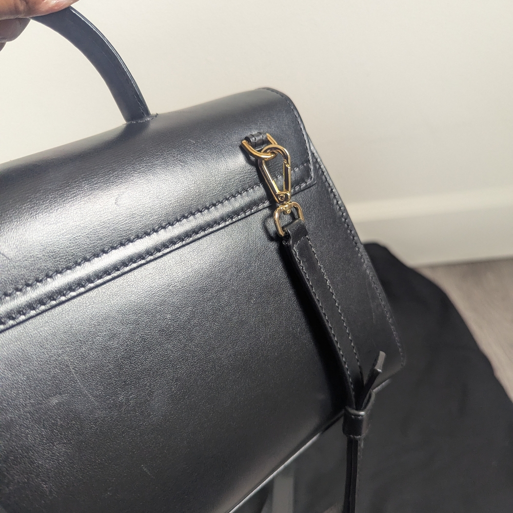 DeMellier Midi Montreal Black Leather Top Handle Bag with Gold Hardware - Picture 9 of 16